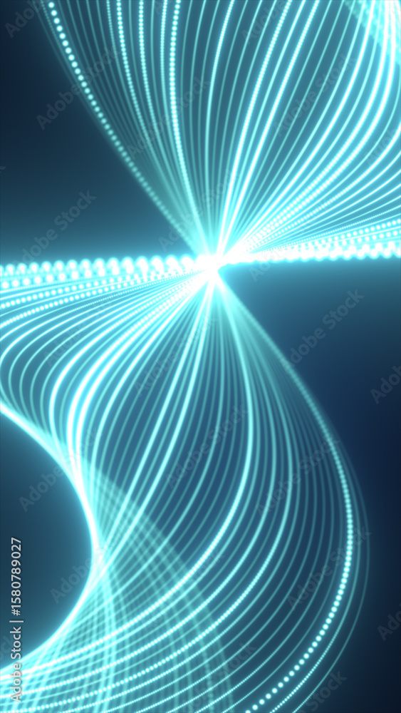Aufkleber dynamic abstract composition of glowing turquoise light trails forming intricate, fluid patterns