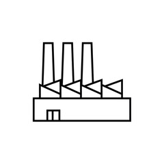Obraz premium Minimalist black and white line art icon of a factory with three smokestacks