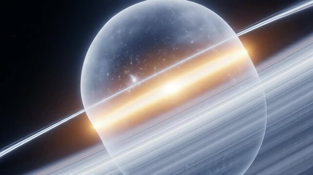 Luminous Celestial Sphere With Bright Rings In Dark Space