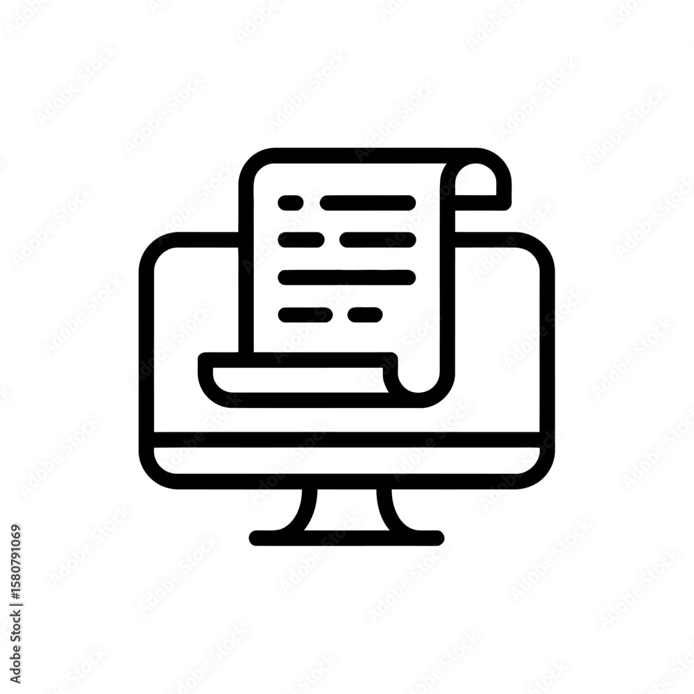 Poster Computer screen displaying a document with text and bullet points