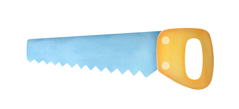 blue saw with yellow handle clip art preview