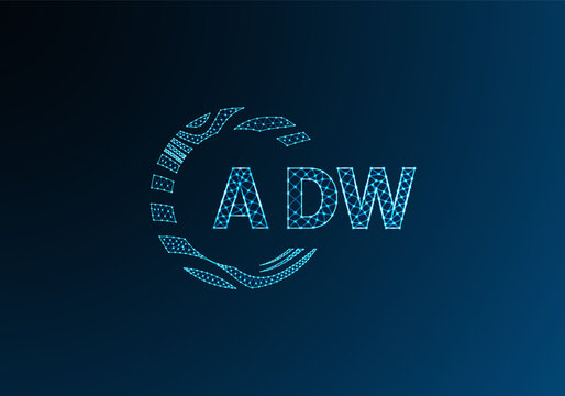 ADW low poly letter logo vector design. ADW lower poly logo design. ADW unique low poly logo design.
