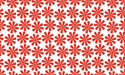 Fototapeta premium Vibrant Red Japanese Cosmos Flower Seamless Vector Pattern for Festive Design, Gift Wrapping, and Traditional Floral Motifs