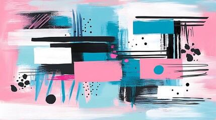Dynamic interplay of pastel hues and bold strokes in a modern artistic expression
