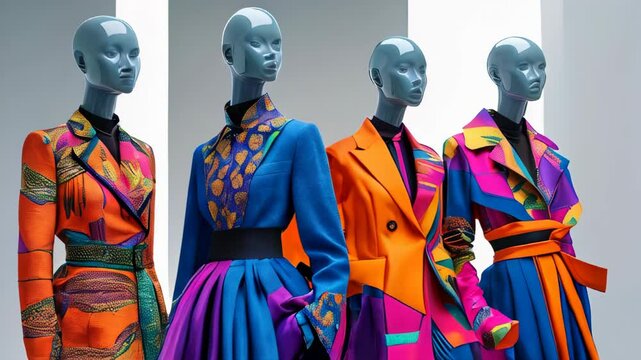 Fashion lifestyle concept showcasing mannequins on podiums, designed to create space for promotional advertisements and sales, blending style with marketing in a modern retail environment