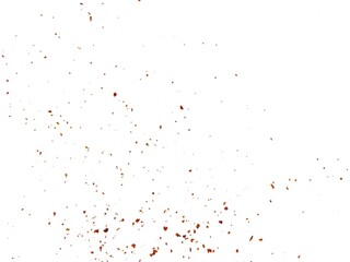 Sprinkle of chopped hot red chili peppers or paprika, paprika or red chili powder isolated on white background. Crushed red chili or chopped paprika. A pile of ground red chili or paprika.