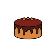 Vector art of a delicious chocolate cake with icing isolated on white background