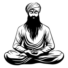 Sikh Clipart illustration, Sikh man, traditional attire, sherwani, turban