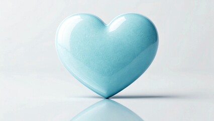 Blue heart on a white background. 3D rendering. Valentine's Day.