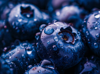 Close-Up of Fresh Blueberries with Water Droplets