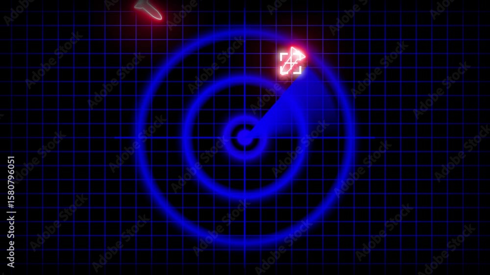 Poster futuristic radar screen displaying target acquisition and scanning activity. glowing radar screen. a