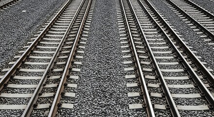 Fototapeta premium Multiple railroad tracks converge in perspective