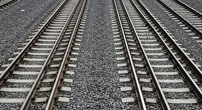 Multiple railroad tracks converge in perspective