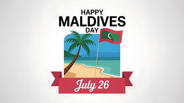 26 july, HAPPY Maldives DAY design, Maldives Independence Day abstract banner design with flag and map. Flag color theme geometric pattern retro modern Illustration design. created with generative ai