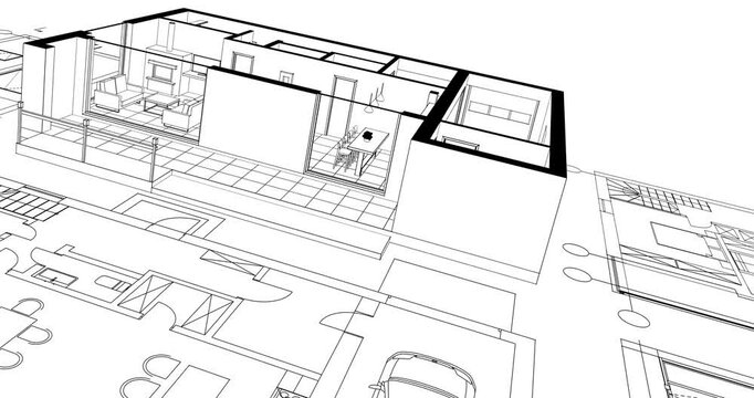 residential house plan interior 3d rendering