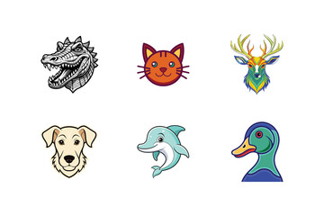 set of funny cartoon animals