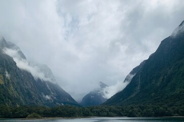 Milford sound in the clouds