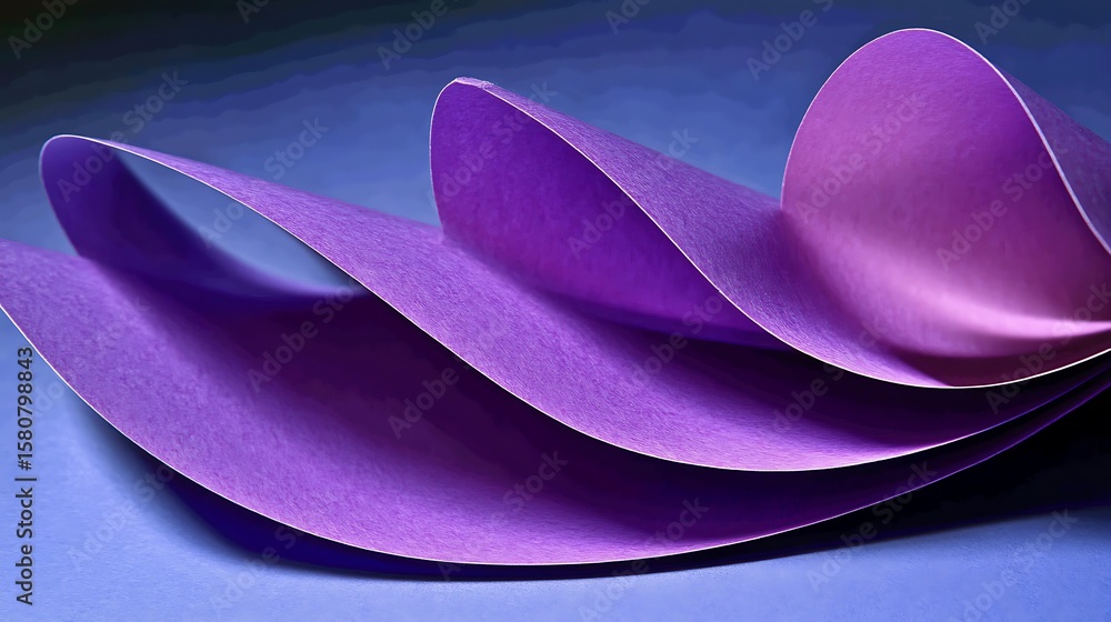 Poster elegant purple paper art with fluid curves and soft gradient background display