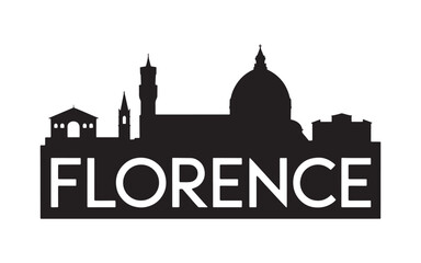 Fototapeta premium Florence Skyline Silhouette Image Capturing the Citys Iconic Landmarks and Landmarks with Text Overlay Featuring the City's Name