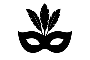 Artistic Silhouette of a Mask with Feathers