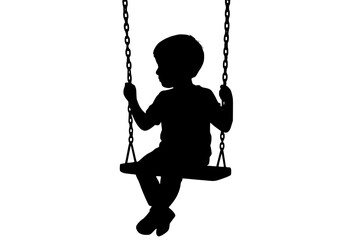 Silhouette of a Child on a Swing