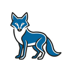 Fototapeta premium Stylized blue fox illustration in minimalist design 
