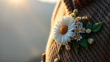 Glowing Swiss lantern with white cross motif, resting on rustic wood with alpine meadow in soft focus.