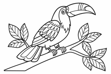 Naklejka premium coloring page line art the toucan black vector