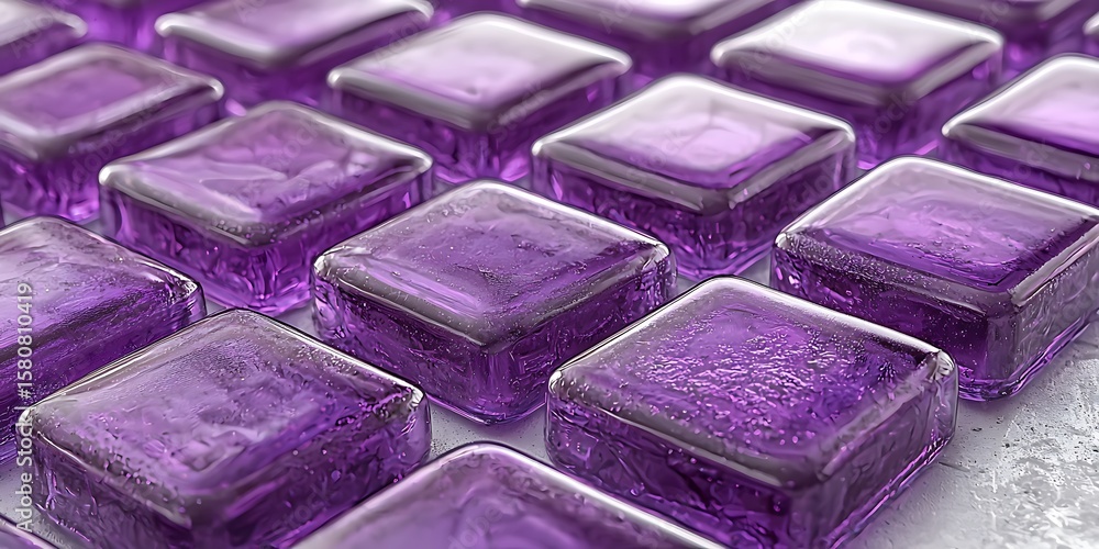 Poster purple glass tiles arranged in a seamless pattern for design use