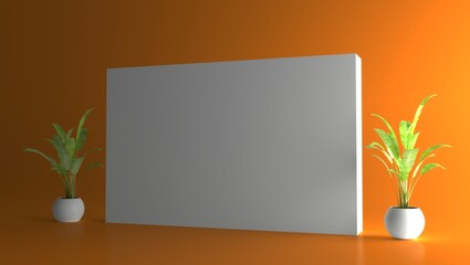 3D exhibition stand. White empty geometric square. White blank promotion. Presentation event room display. Blank wall. Blank mock-up box product isolated. Mockup for press wall, pop up. Template	
