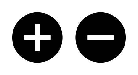 Plus and minus icon in black circle. Positive and negative sign symbol