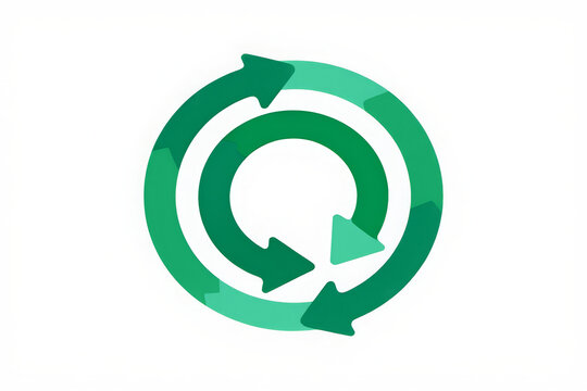 Circular Green Arrows: Eco-Friendly Recycling Process, Sustainable Development Concept, Modern Flat Design.