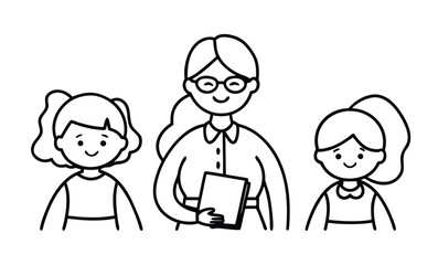 Teacher and students