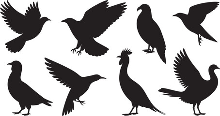  Elegant Avian Pattern with Birds in Diverse Flight Positions, Ideal for Nature and Seamless Designs.