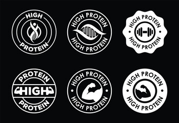 High Protein Logos Collection Nutrition and Fitness Marketing for Health Products and Supplements