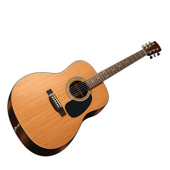 Fototapeta premium Acoustic Guitar with Natural Wood Finish and Black Pickguard on Transparent Background
