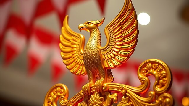 Polished red star badge on military uniform for PLA Day