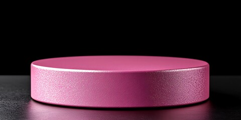 Round Pink Display Stand on Black Surface with Smooth Texture