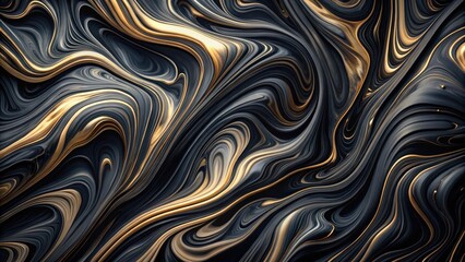 Obraz premium Abstract Swirling Dark and Gold Hues, Elegant Fluid Design for Modern Backgrounds