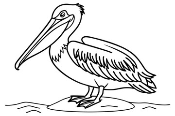 coloring page line art the pelican black vector
