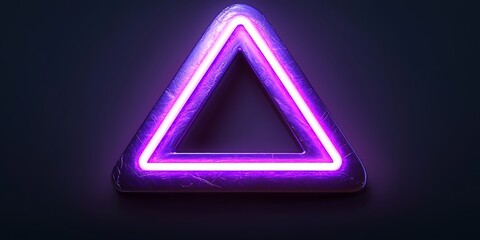 Neon Pink Triangle Illuminated Against Dark Background in 3D Design