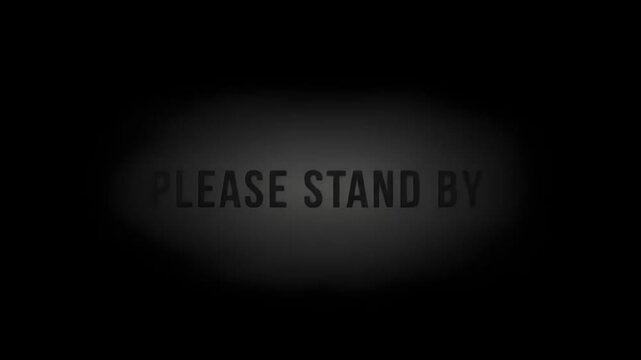 Minimalist dark screen with pulsing please stand by center white text