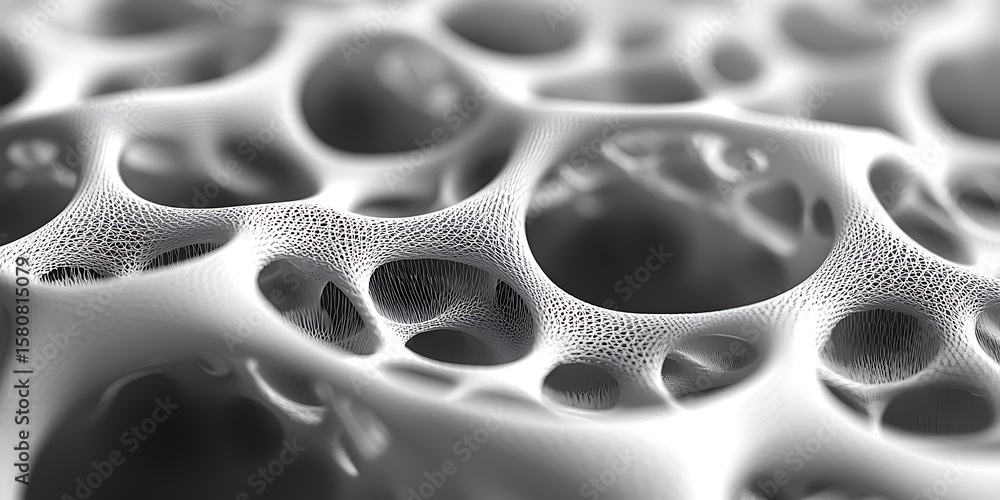 Poster abstract close-up of intricate white cellular structures and patterns