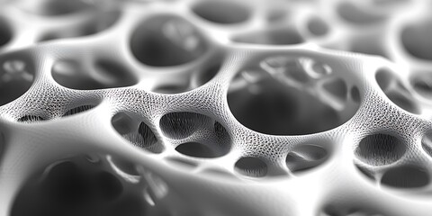 Abstract Close-Up of Intricate White Cellular Structures and Patterns