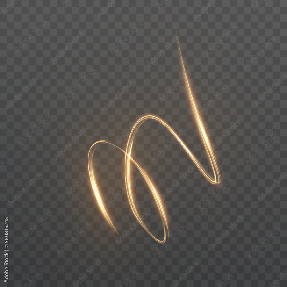 Aufkleber glowing bright gold curved line with magical light effect. magic wand glow effect for game interface