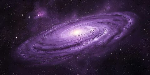 Beautiful Purple Spiral Galaxy with Stars and Cosmic Nebulae