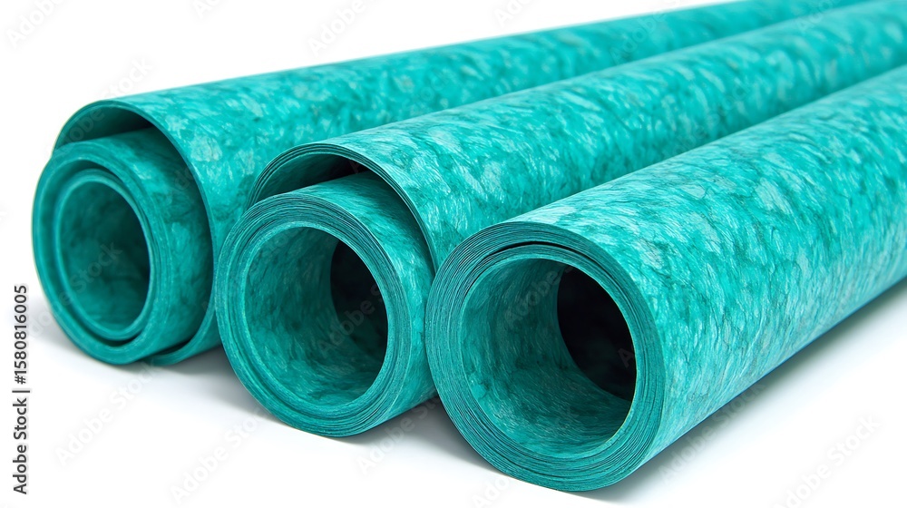 Aufkleber rolls of textured turquoise material presenting a unique abstract pattern design