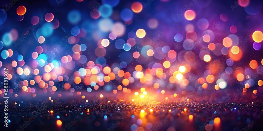 Poster abstract festive sparkling background with shimmering lights and colorful bokeh