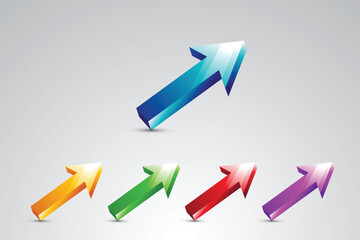 Business Trend Arrow 3D Gradient Icon for Finance and Charts. Element for signs, symbol, icon, illustration, web design, apps, software, infographic, poster, advertising, etc.