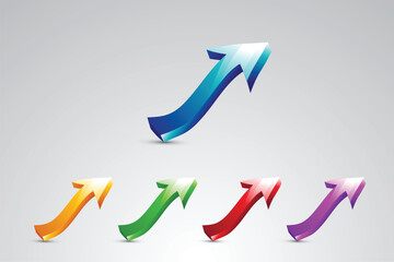 3d Arrows gradient color icon set collection. Element for signs, symbol, icon, illustration, web design, apps, software, infographic, poster, advertising, etc.
